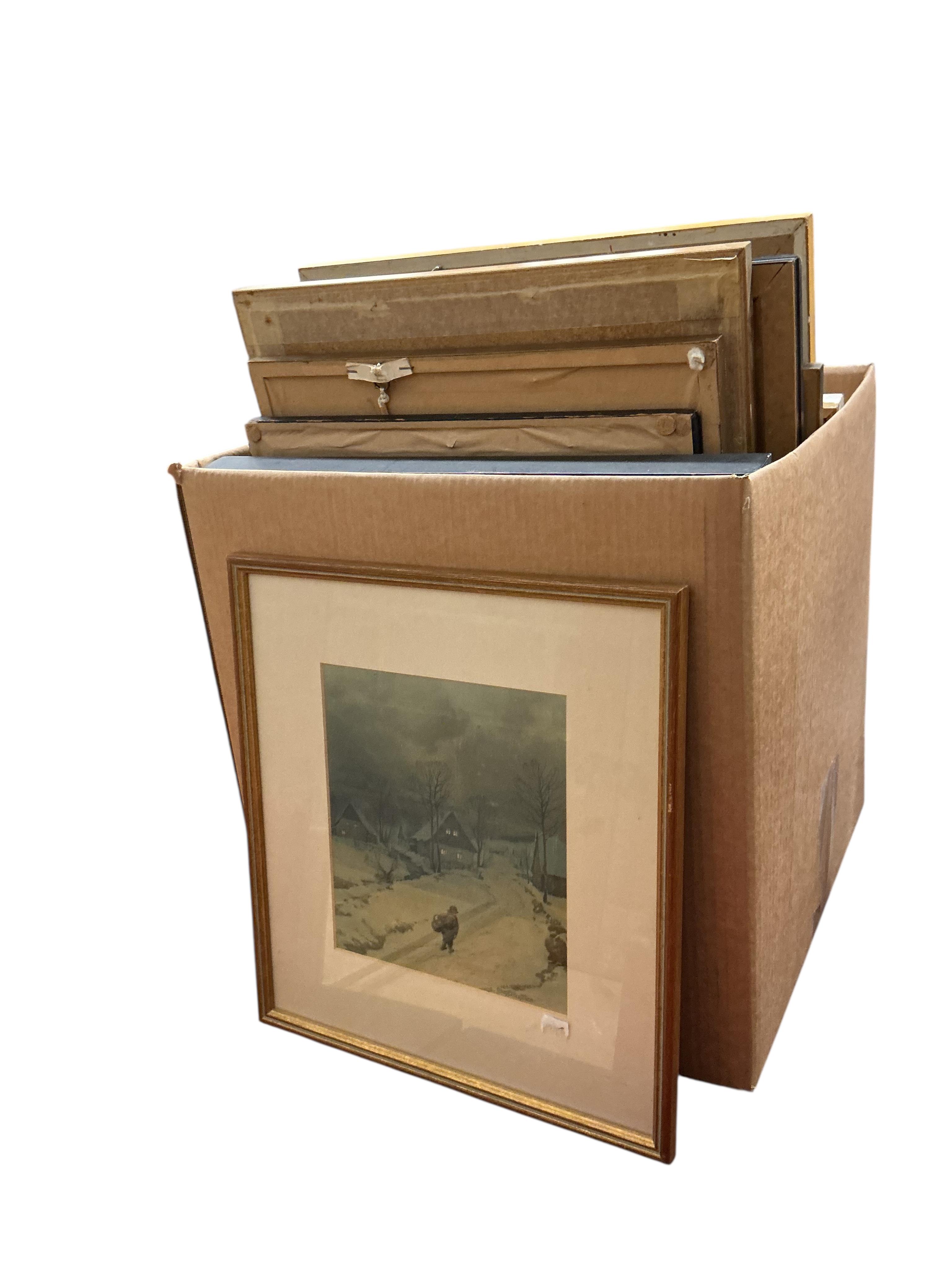 A quantity of assorted watercolours, prints and oils